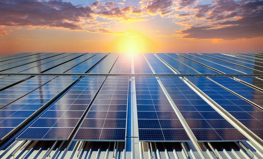 Solar panels on the roof. (Solar cell)